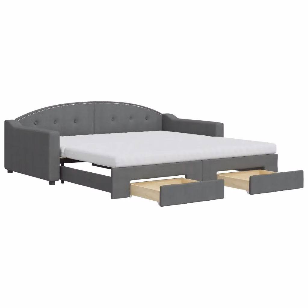 Divano Letto Estraibile con Cassetti vidaXL in Tessuto Grigio, L/P/H: 223 x 100 x 75 cm – 2