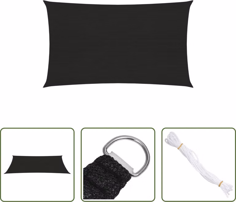 The Living Store Tenda da sole 160 g/m² Nero 3x6 m HDPE