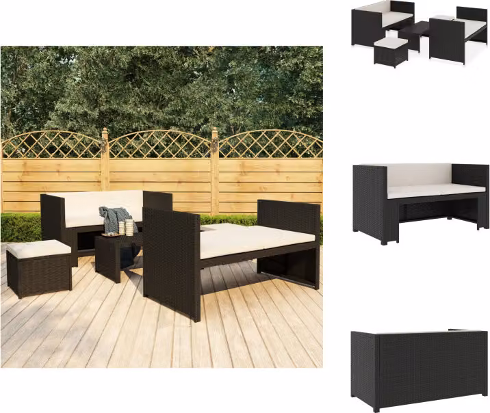 vidaXL Set da salotto da giardino 5 pezzi con cuscini in poly rattan nero - Set di mobili da giardino