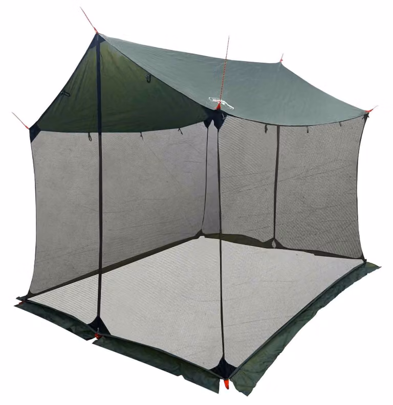 Tenda da campeggio con pareti in rete, colore verde militare