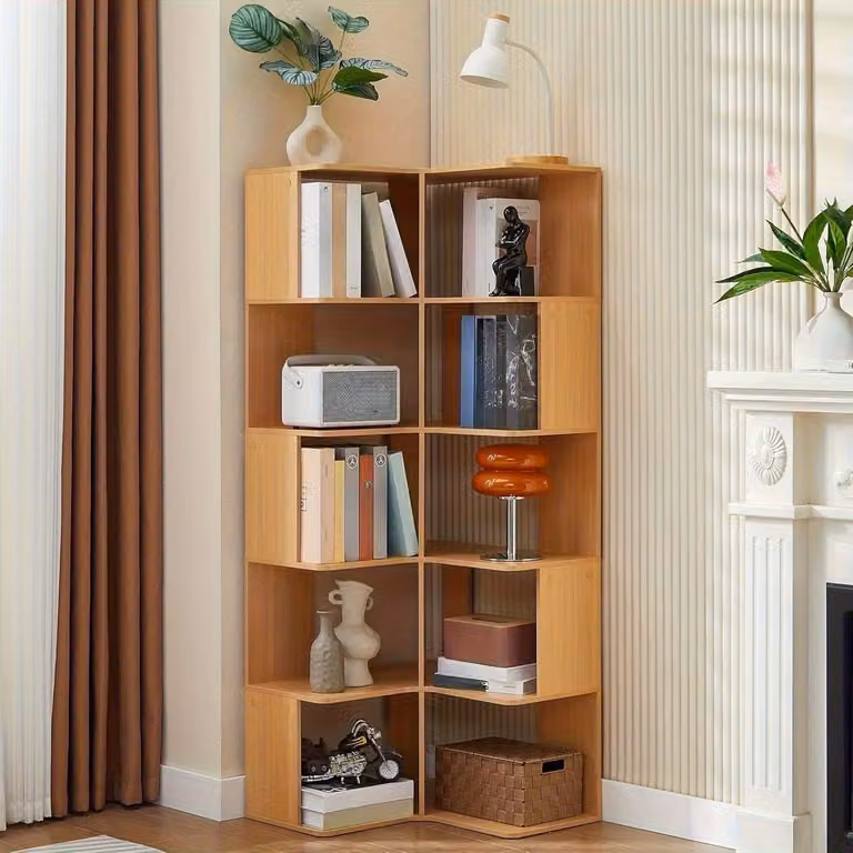 Libreria ad angolo - Scaffale angolare - Libreria - Mobile angolare - Scaffale per libri - 5 ripiani - In legno, forma a L