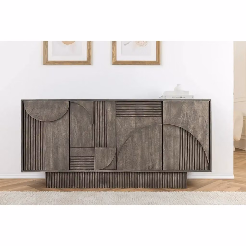 Buffet Meublorama Collezione ORINO in legno di mango grigio fumé con 4 porte, L: 170 cm – 2