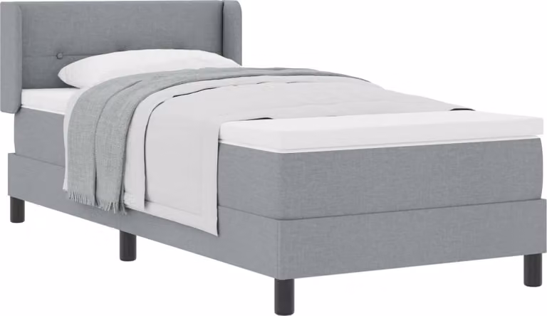 Letto a molle con testiera Grigio chiaro 190 x 90 cm Tessuto
