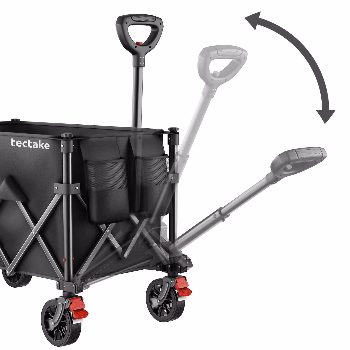 Carrello a mano pieghevole RollRider tectake con manico telescopico e ruote profilate, nero – 1