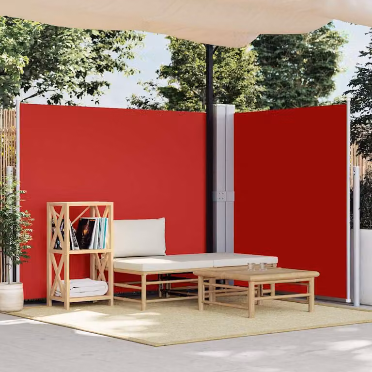 Tenda da sole laterale retrattile vidaXL rossa in poliestere e acciaio L: 600 cm, H: 160 cm