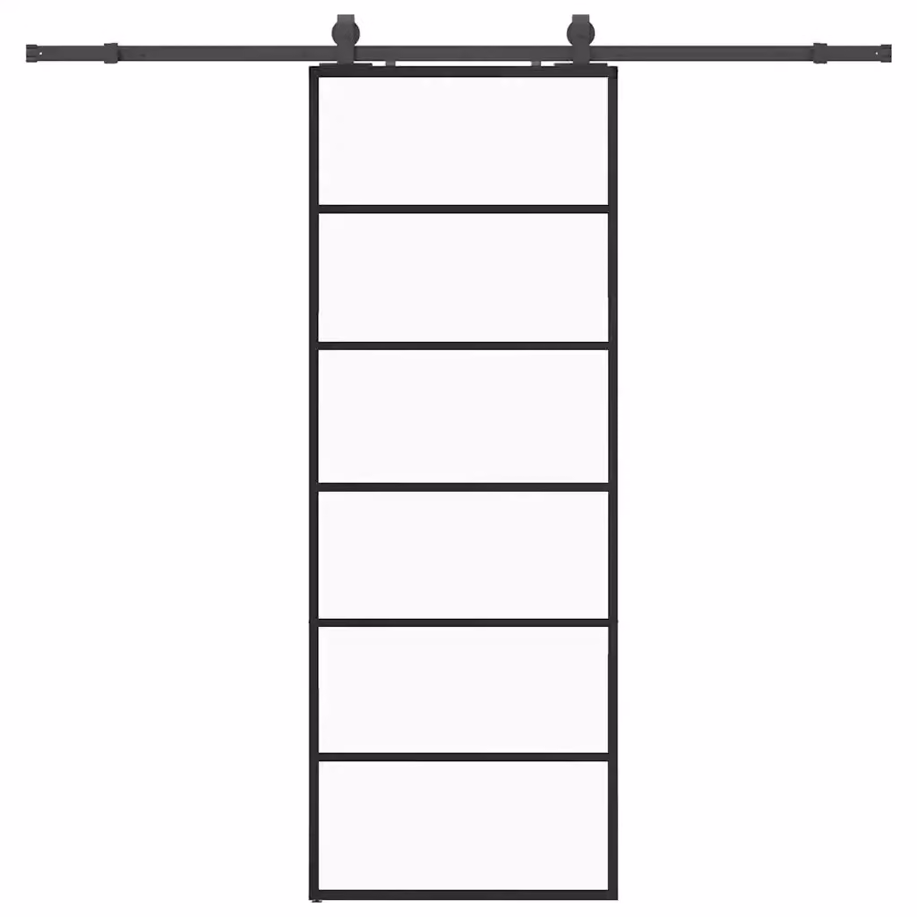 Porta Scorrevole Moderna VIDAXL in Vetro Trasparente con Telaio in Alluminio e Ferramenta Nera L: 76 cm, H: 205 cm – 2