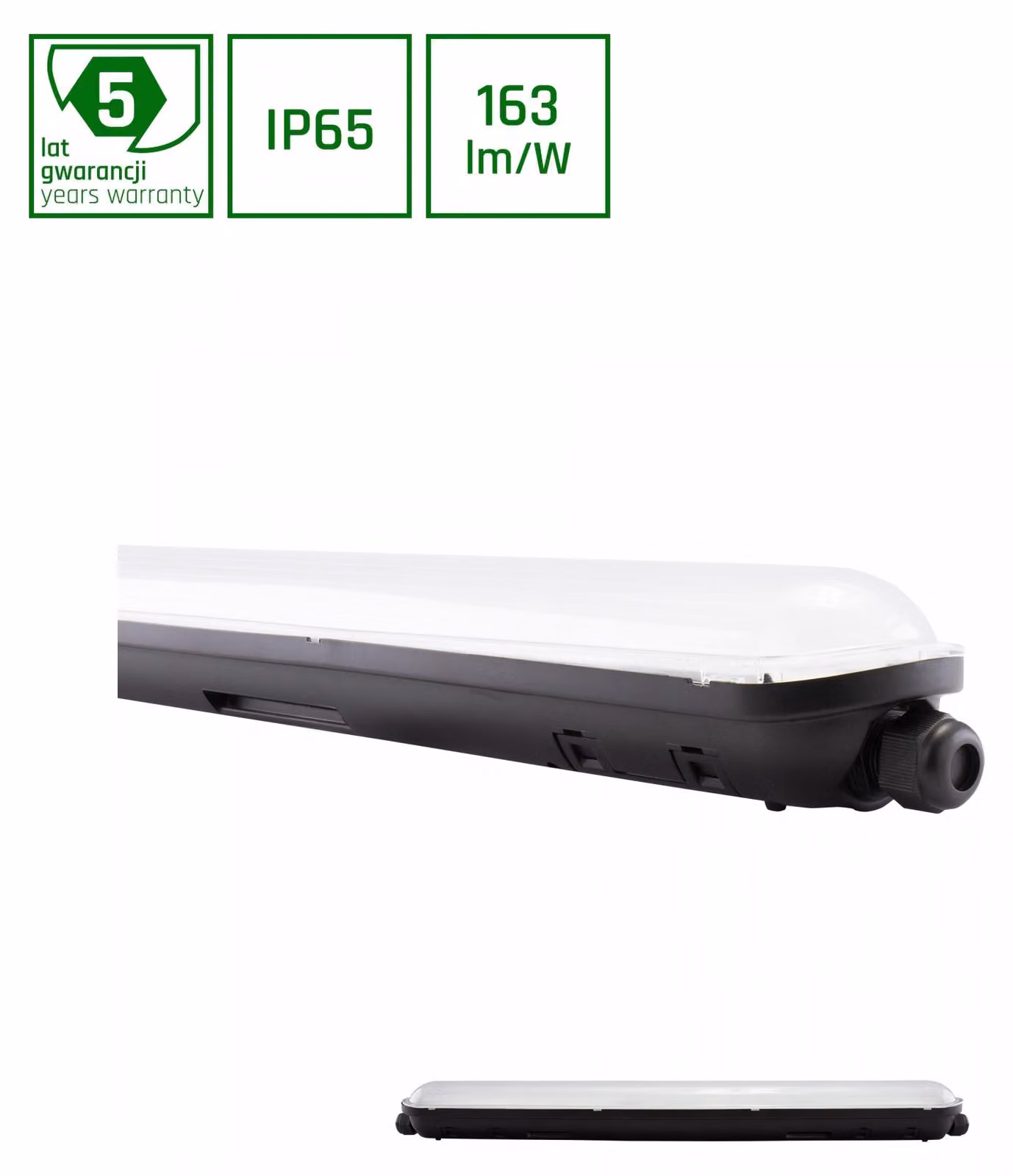 LIMEA GIGANT, lampada LED per ambienti umidi, 60 cm, 20W, luce bianca neutra, grado di protezione IP65, sigillata, colore nero