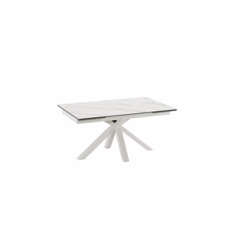 Tavolo da pranzo allungabile Stones in ceramica bianca lucida L: 160/240 cm, P: 90 cm, H: 76 cm – 2