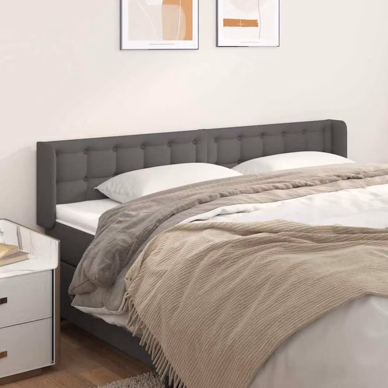 Testiera ad orecchio vidaXL in similpelle grigia con struttura in legno, L: 183 cm, P: 16 cm, H: 78-88 cm