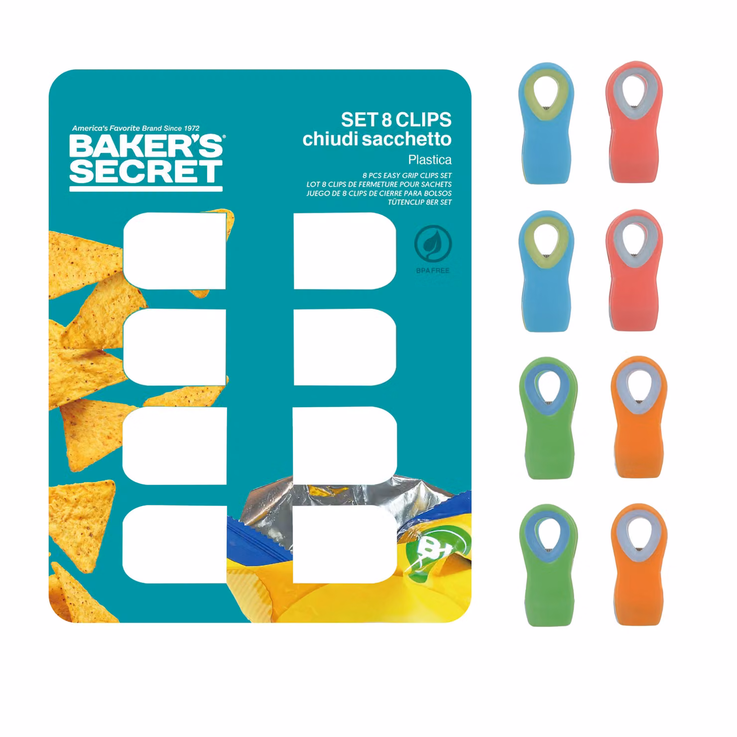 Set di 8 clip chiudipacco magnetiche colorate Baker's Secret in plastica multicolore – 2
