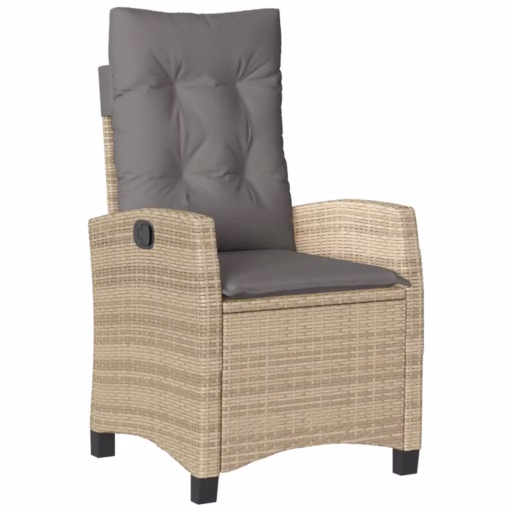 Sedia Reclinabile da Giardino vidaXL in Polyrattan e Metallo con Cuscini Beige e Grigio – 2
