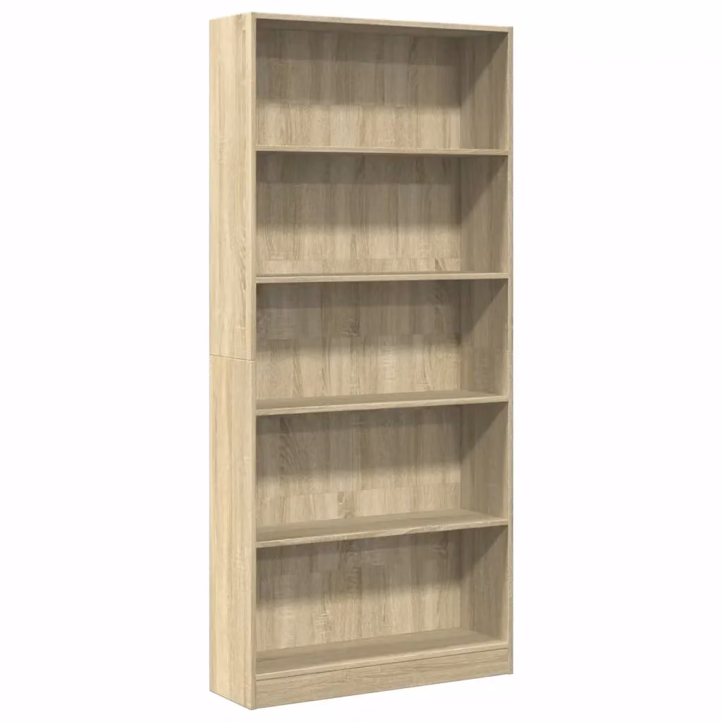 Libreria-Scaffale Design Mania in Legno MDF Rovere Sonoma Marrone, L 80 cm x P 24 cm x H 176 cm – 2