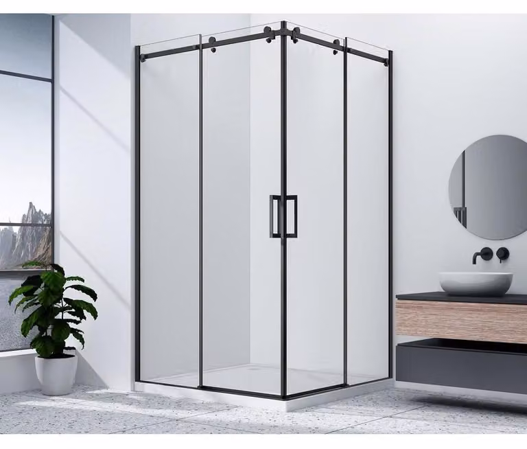 DRAGON BLACK Cabina doccia rettangolare 800x1000mm variante L/R, ingresso ad angolo