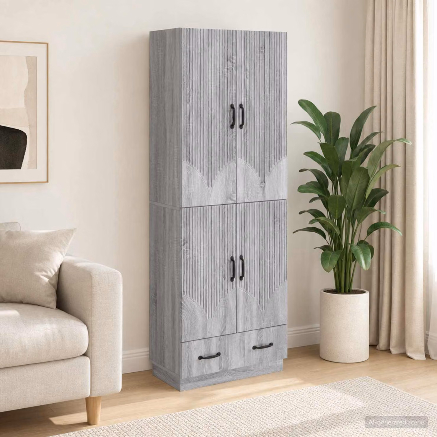 Set di 2 armadi moderni vidaXL in legno ingegnerizzato MDF colore grigio Sonoma con ante a battente e ripiani interni
