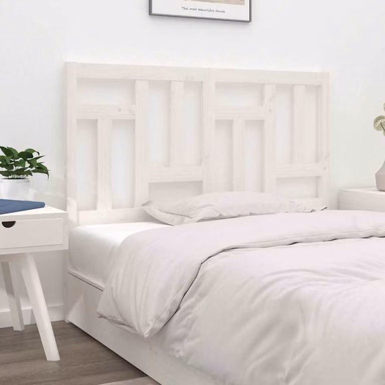 Testiera per letto vidaXL in legno massello di pino bianco, L 145,5 cm x P 4 cm x H 100 cm