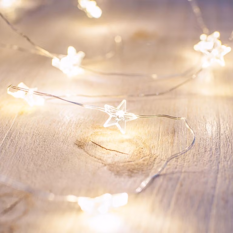 Catena luminosa a LED micro, stile anni '40, luce bianco caldo, con timer, lunghezza 4,4 metri