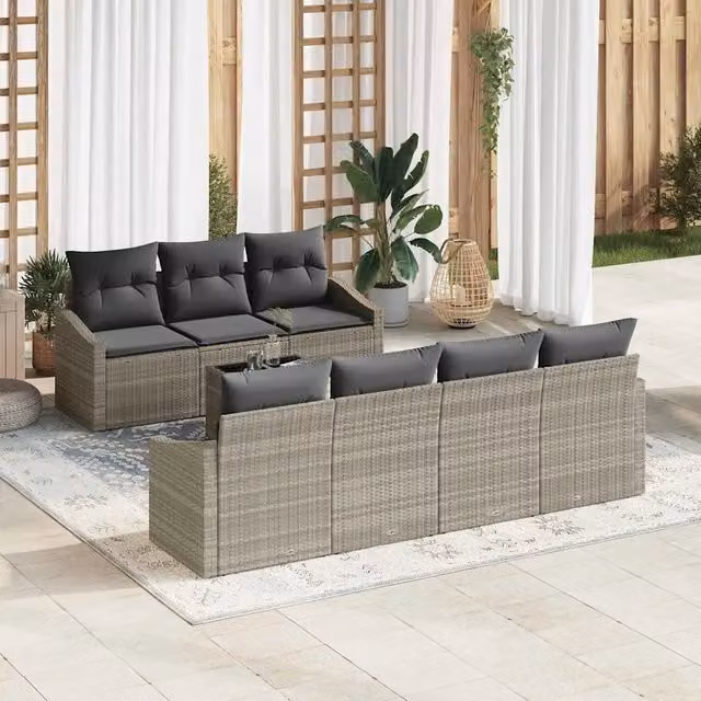 Set di divani 8 pz Grigio chiaro polyrattan 3346632