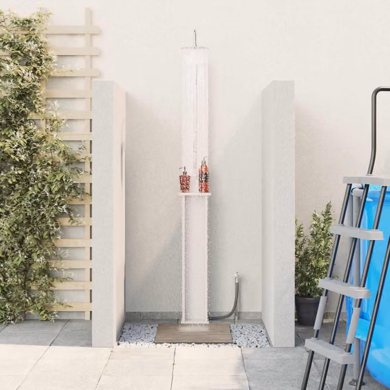 Maison Exclusive - Doccia da giardino, 246 cm, legno massello di pino e acciaio inossidabile, colore bianco
