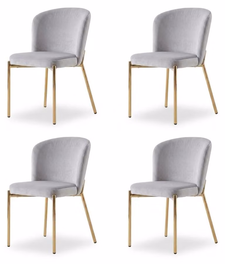 Set di sedie, 4 sedie moderne in tessuto, comode, morbide e confortevoli, grigie