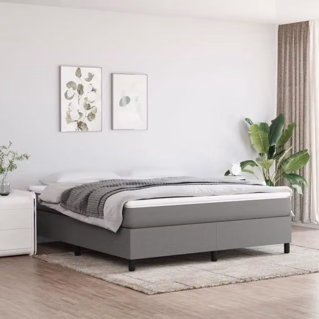 Struttura Letto a Rete a Molle-Giroletto Grigio Scuro 160x200 cm Tessuto 741654