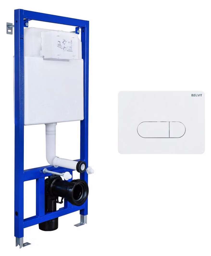 Elemento WC da incasso Belvit 53x115x8 cm cassetta da incasso premontata con piastra di spinta 3/6 L a filo 9 dB per pareti a secco e solide fino a 400 kg