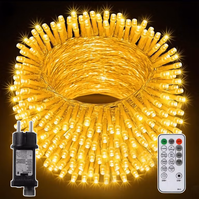Catena luminosa per esterni, 20 metri con 200 LED a luce calda