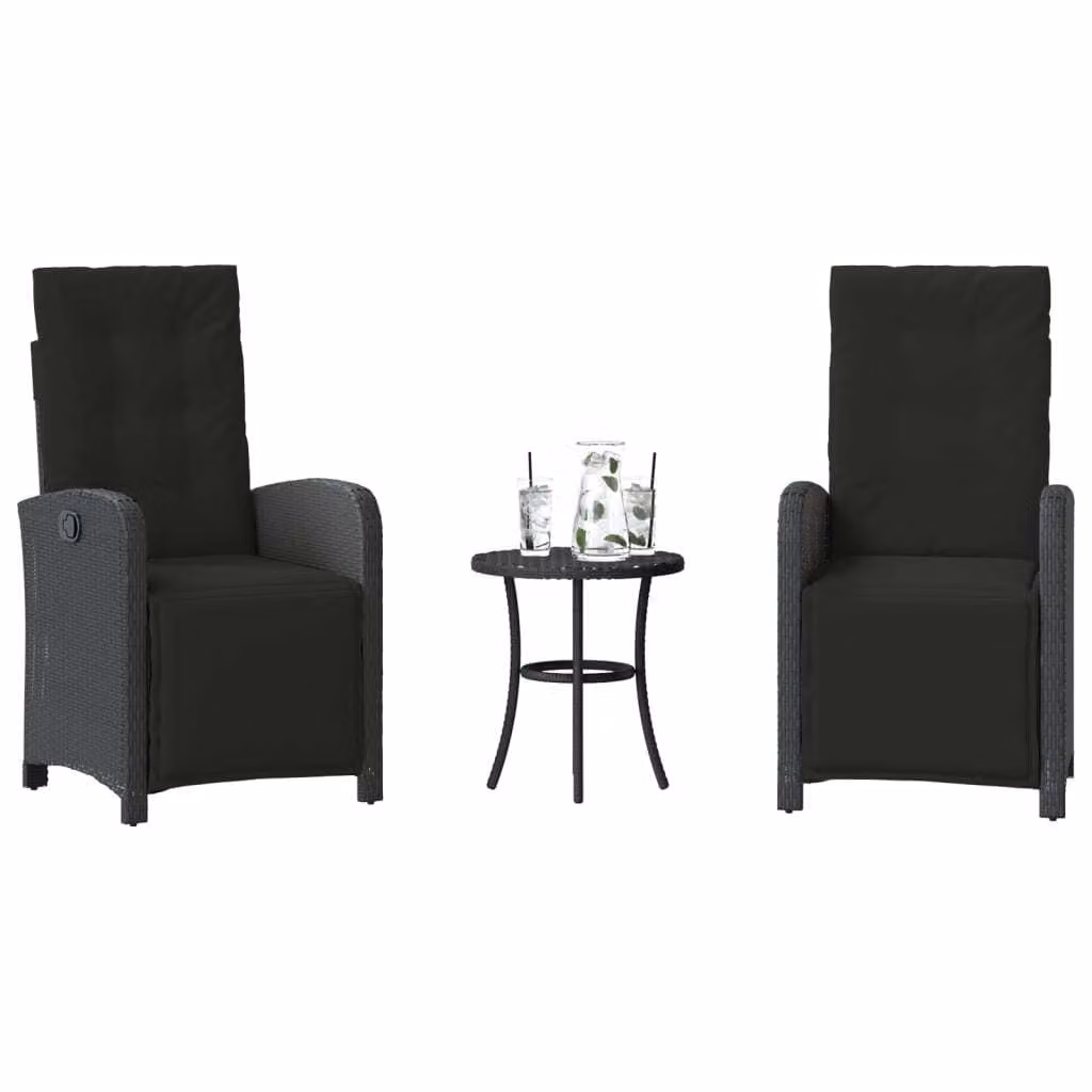Maison Exclusive - Set da bistrot 3 pezzi con cuscini Nero Poly Rattan
