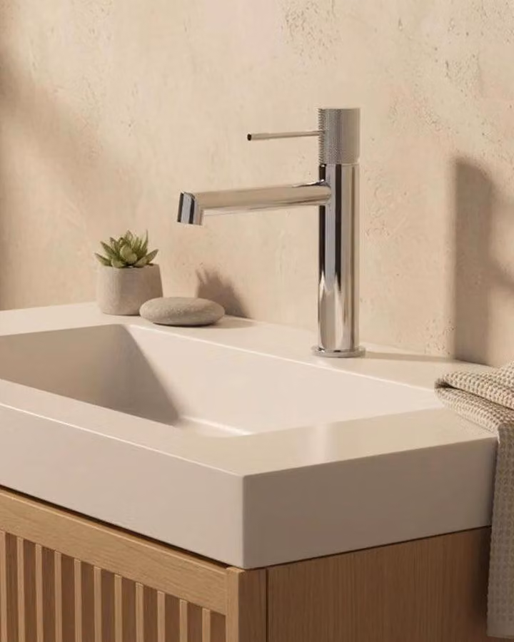 Rubinetto lavabo senza scarico in ottone cromato Melin
