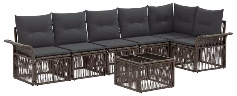 Set Divano da Giardino 7 pcs Grigio polyrattan