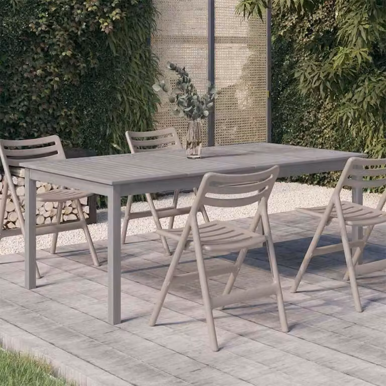 vidaXL Tavolo da Giardino Rettangolare in Legno di Acacia Grigio L: 200 cm, P: 100 cm, H: 75 cm