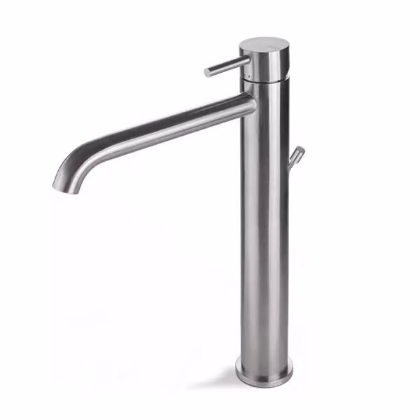 Miscelatore lavabo alto con scarico acciaio inox Vema TIBER STEEL V17020 - Satinato