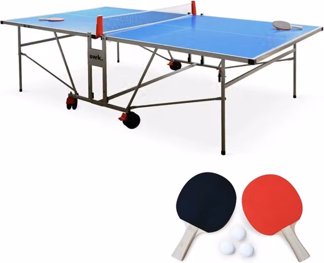 Tavolo da ping pong per esterni pieghevole con 2 racchette e 3