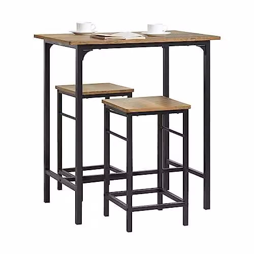 SoBuy Tavolo da Bar con 2 Sgabelli, salvaspazio & industrial, 80×87×50cm