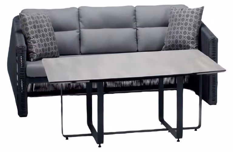 Garnitur Sofa 3 Sitzer Couchtisch Sofas Dreisitzer Rattan Luxus Modern Möbel