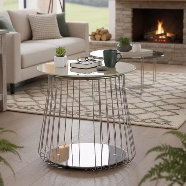 Cavalese Tavolino da Salotto Circolare in Metallo Grigio L/P/H: 50 x 50 x 50 cm – 1