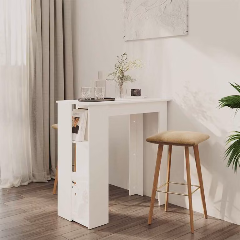 vidaXL Tavolino da Bar Moderno con Ripiani Bianco L: 102 cm, P: 50 cm, H: 103,5 cm in MDF