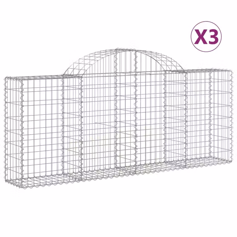 Cesti Gabbioni ad Arco 3 pz 200x30x80/100 cm Ferro Zincato