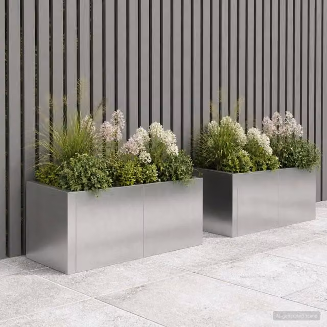 Muro di contenimento 2 pz 50 x 50 x 40 cm Acciaio Inox Argento 8015222