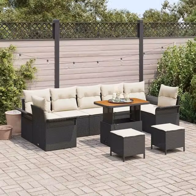Set Divano da Giardino 10 pz Nero polyrattan 3362120