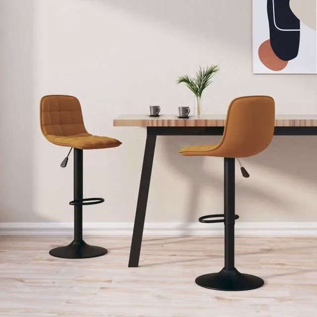 Set di 2 sgabelli da bar vidaXL in velluto marrone con base girevole a 360 gradi e struttura in metallo