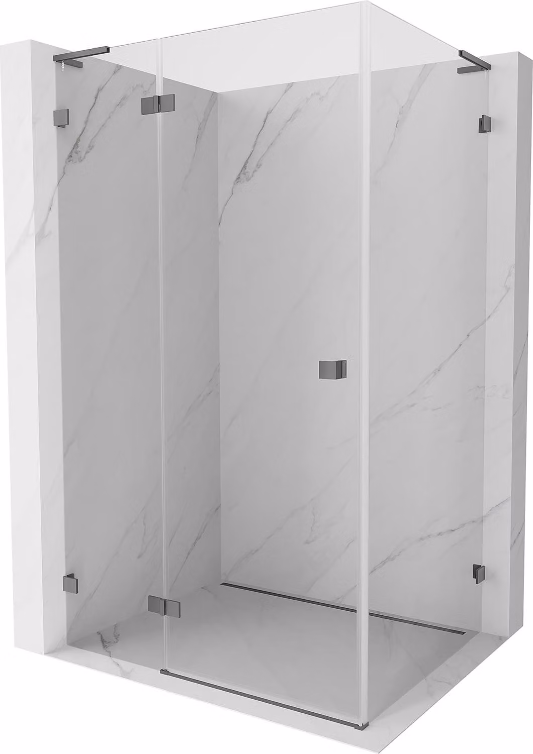 Mexen Lunar L cabina doccia battente sinistra 90 x 80 cm, trasparente, gun metal - 834L-090-080-95-00-L