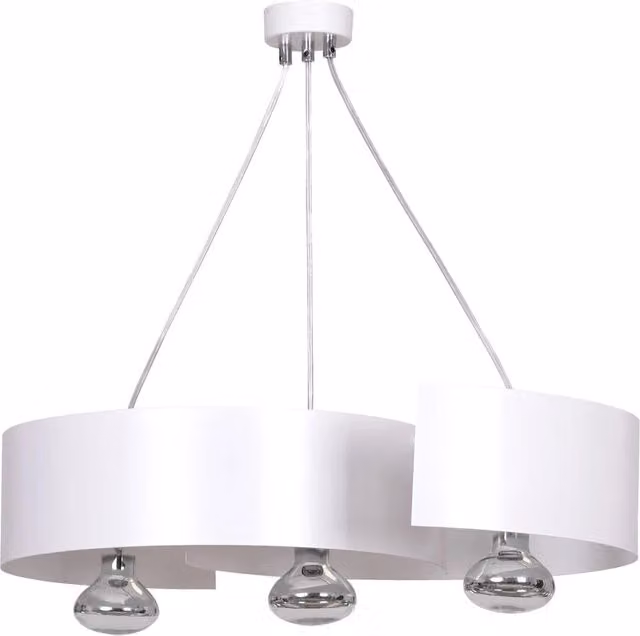 Lampadario Moderno Sospeso Arciere Luceart-Classic in Acciaio Bianco e Cromo con 3 Luci – 1