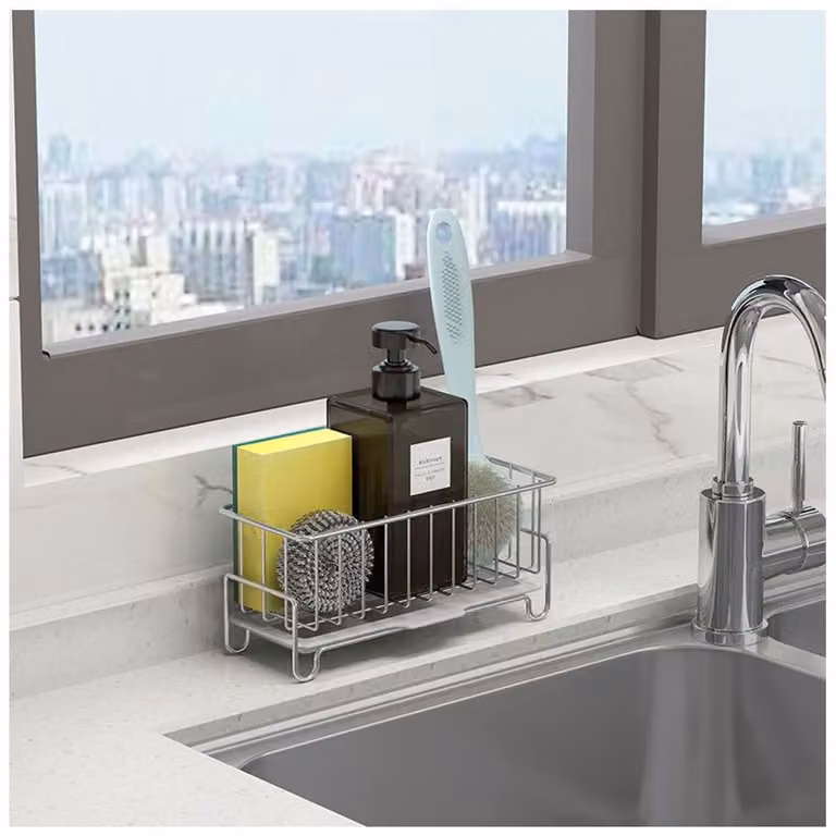 Organizzatore per lavello in acciaio inossidabile 304, con scolapiatti, ideale per cucina e bagno
