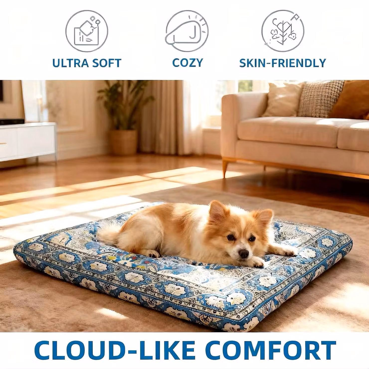 Tappetino per cuccia per cani, ultra-sottile, 85x56x6 cm, lavabile, antiscivolo, per cani