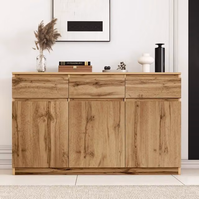 Credenza moderna in MDF color marrone opaco per soggiorno e sala da pranzo L: 135 cm, P: 40 cm, H: 81 cm – 1