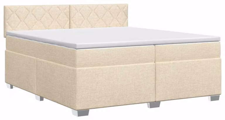 Letto a molle con materasso crema 200 x 200 cm in tessuto