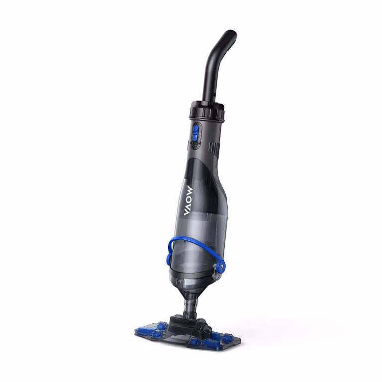 Aspiratore wireless per piscina MOVA Handler V10, portata di aspirazione 4.200 l/h, autonomia 60 min, testina trasparente, manico telescopico da 1,8 m