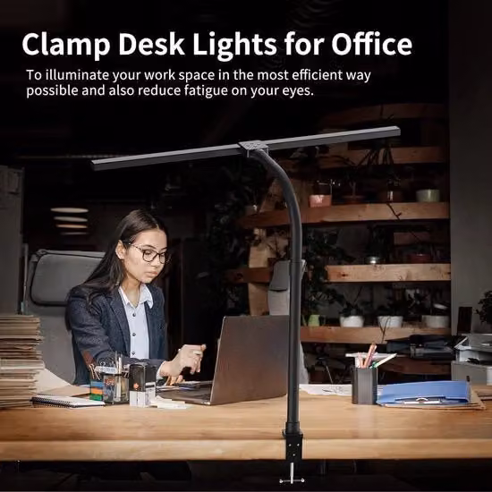 Lampada da scrivania a LED Jeebel con telecomando e protezione occhi, colore nero, H: 90 cm
