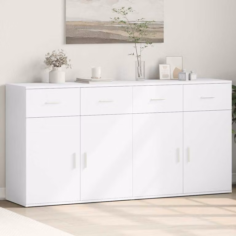 Set di 2 credenze bianche vidaXL in legno multistrato e MDF per sala da pranzo, L: 79 cm, P: 38 cm, H: 80 cm
