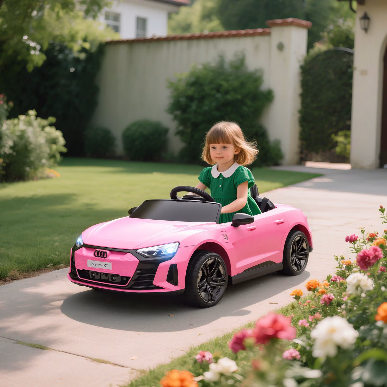 Auto Elettrica HOMCOM per Bambini 3-5 Anni con Telecomando, Sospensioni e Clacson, Rosa, L: 103 cm, P: 58 cm, H: 41 cm – 2